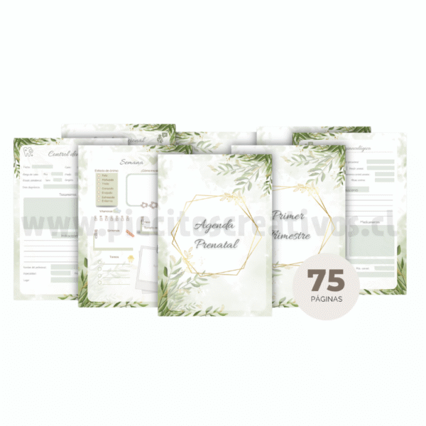 Agenda Prenatal Flores Verde - Imagen 2
